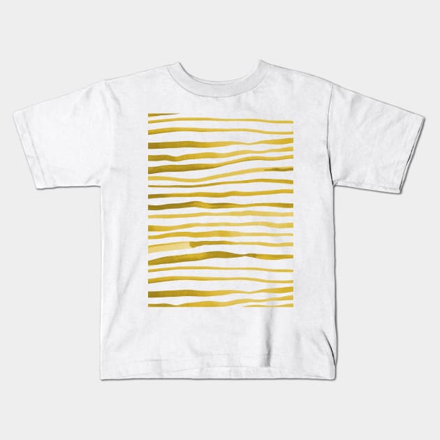 Irregular watercolor lines - yellow Kids T-Shirt by wackapacka